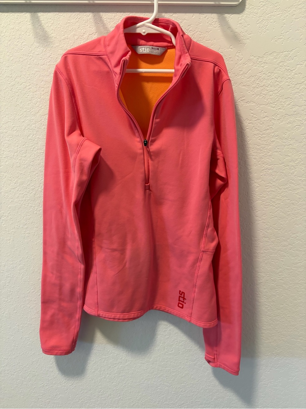 Stio Women's Pink and Orange Colorblock Fleece Pullover